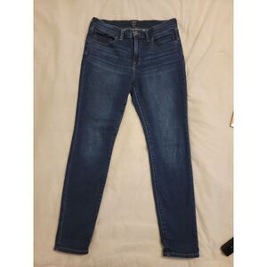 J.CREW 8" Mid Rise Skinny Ankle Crop Jeans Size 29 Rinse Dark Wash Stretch EUC